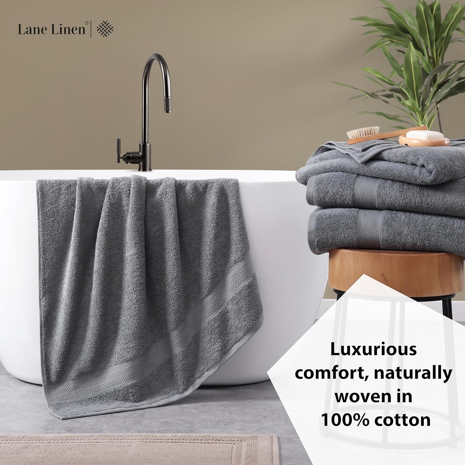 Lane Linen Extra Large Bath Sheets Set of 2 - Cool Grey