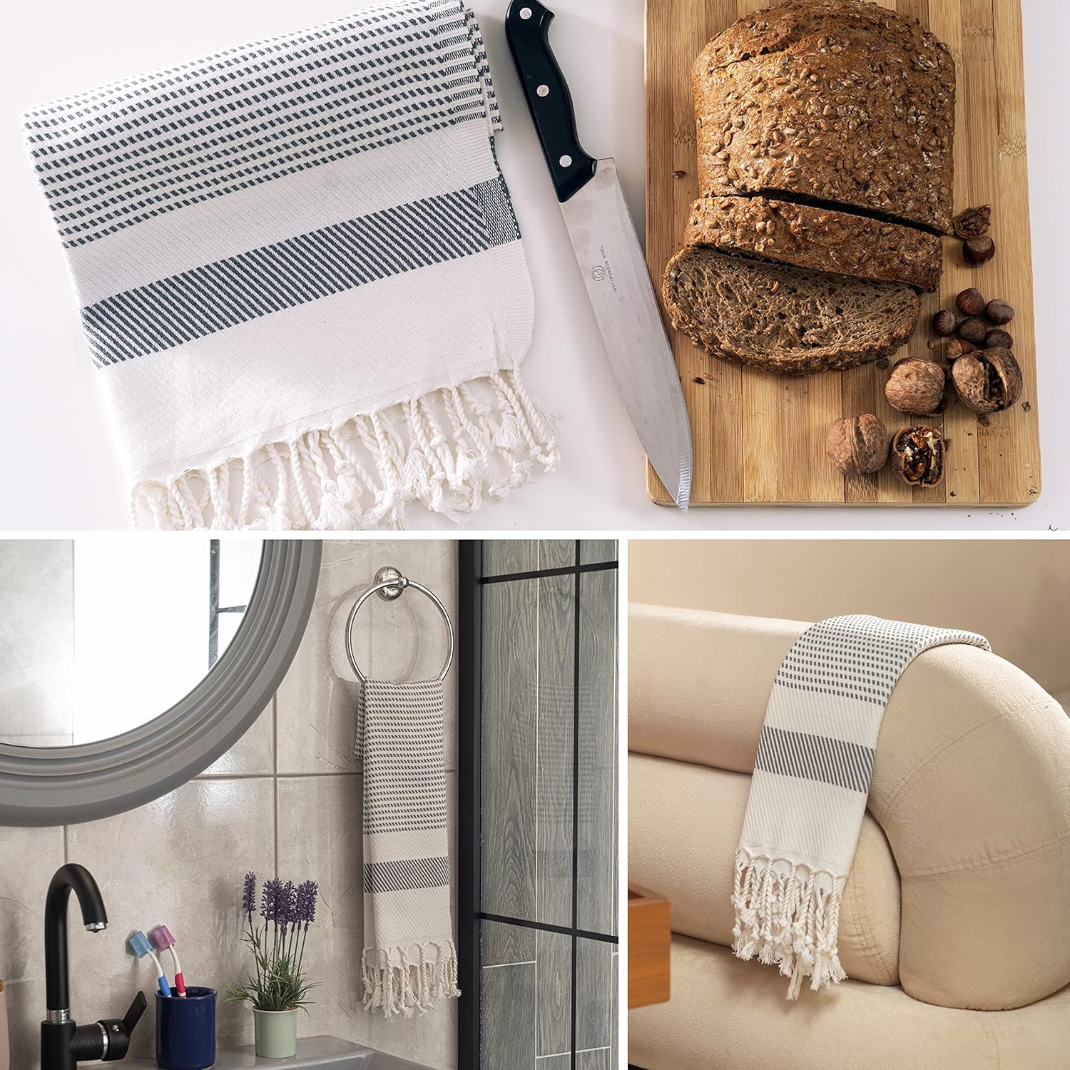 Ruvy Luxury Cotton Bath Towels Set - 2-Piece 18x40