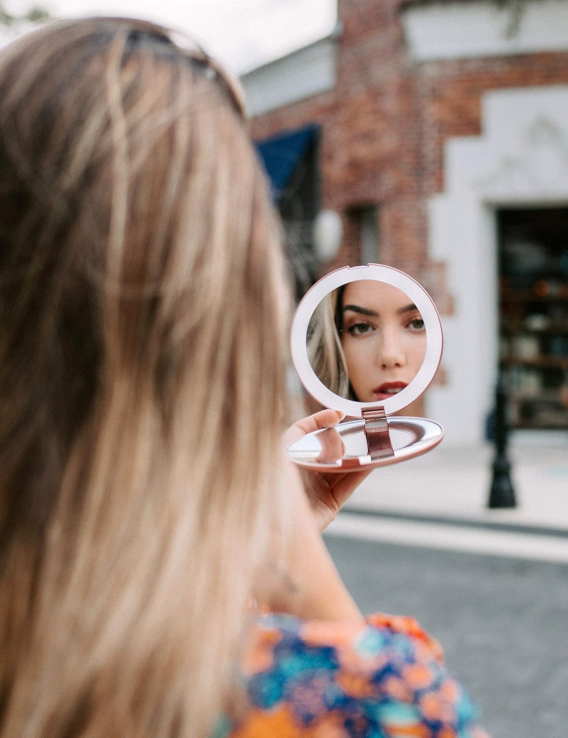 Fancii LED Lighted Travel Makeup Mirror with 1x10x Magnification Rose Gold