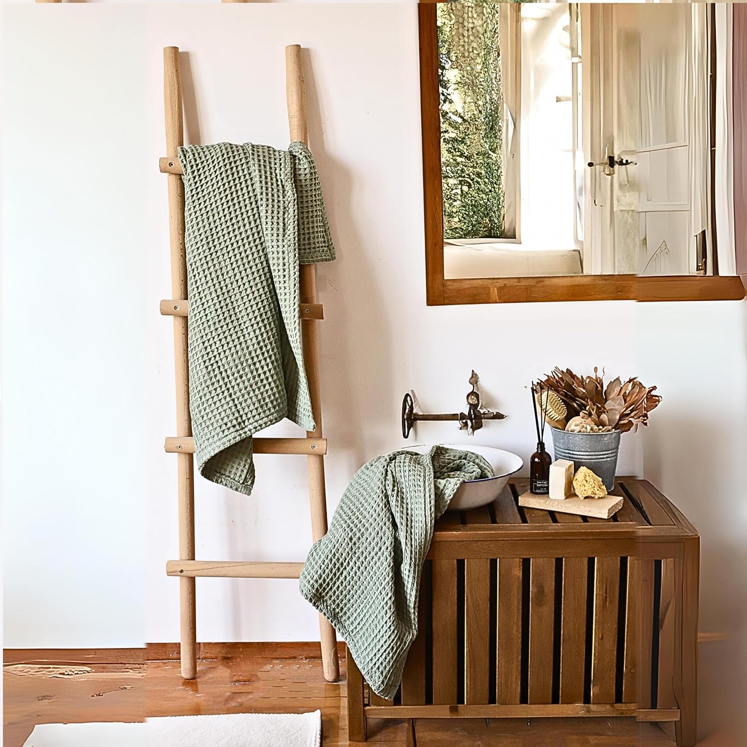 Viva Maison Waffle Bath Towel Set Soft Lightweight Luxurious