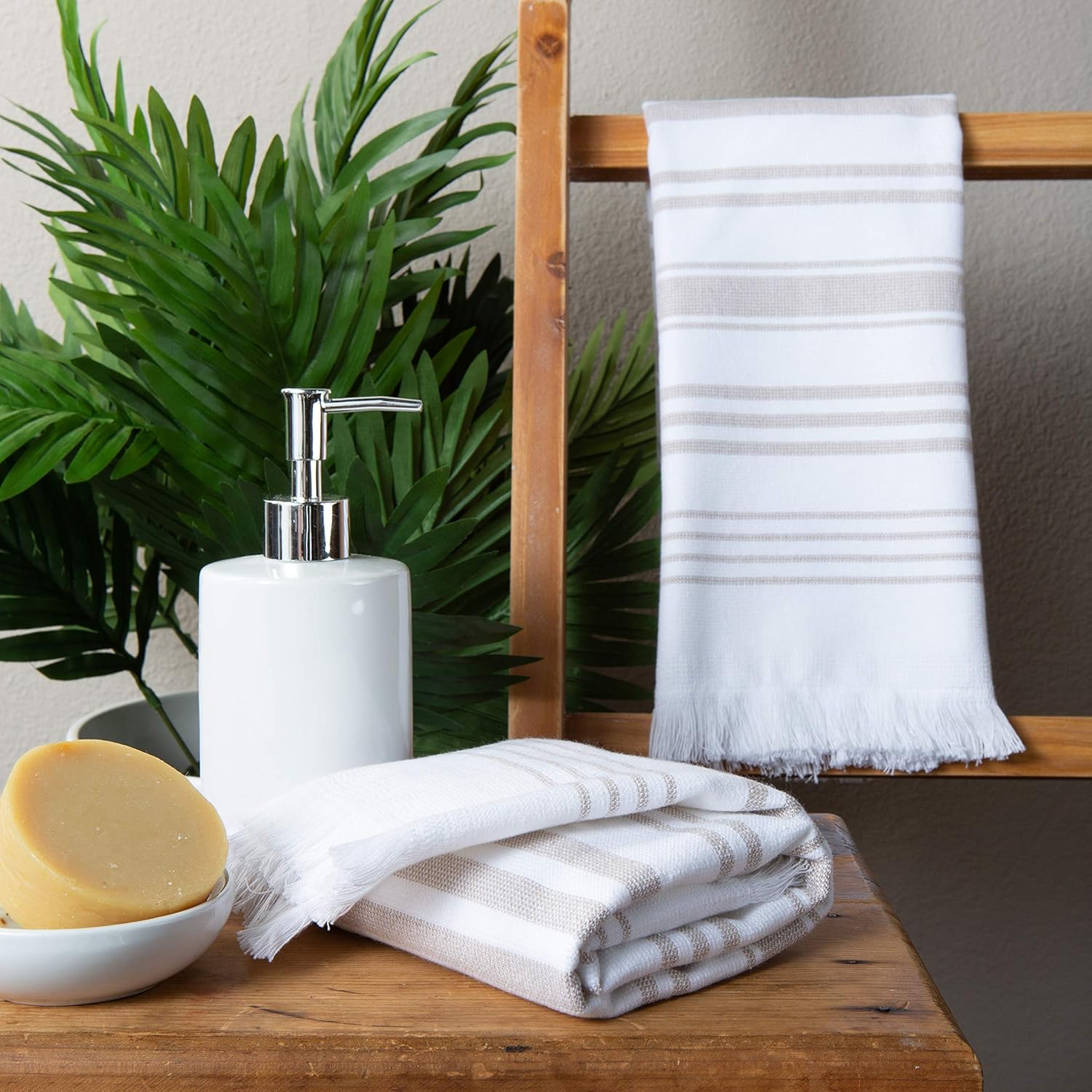 2-Piece Soft Absorbent Turkish White Hand Towels