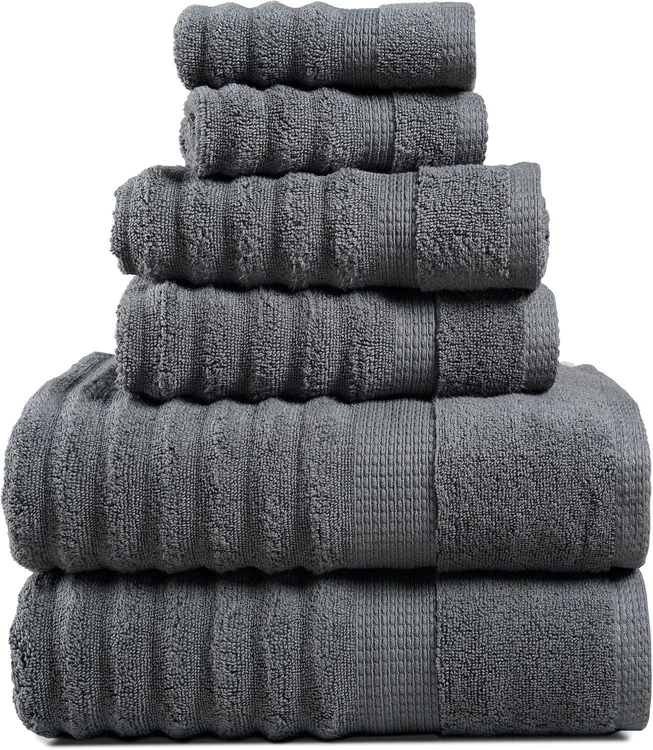 Luxury 6-Piece Bath Towel Set - Soft Absorbent Durable Space grey