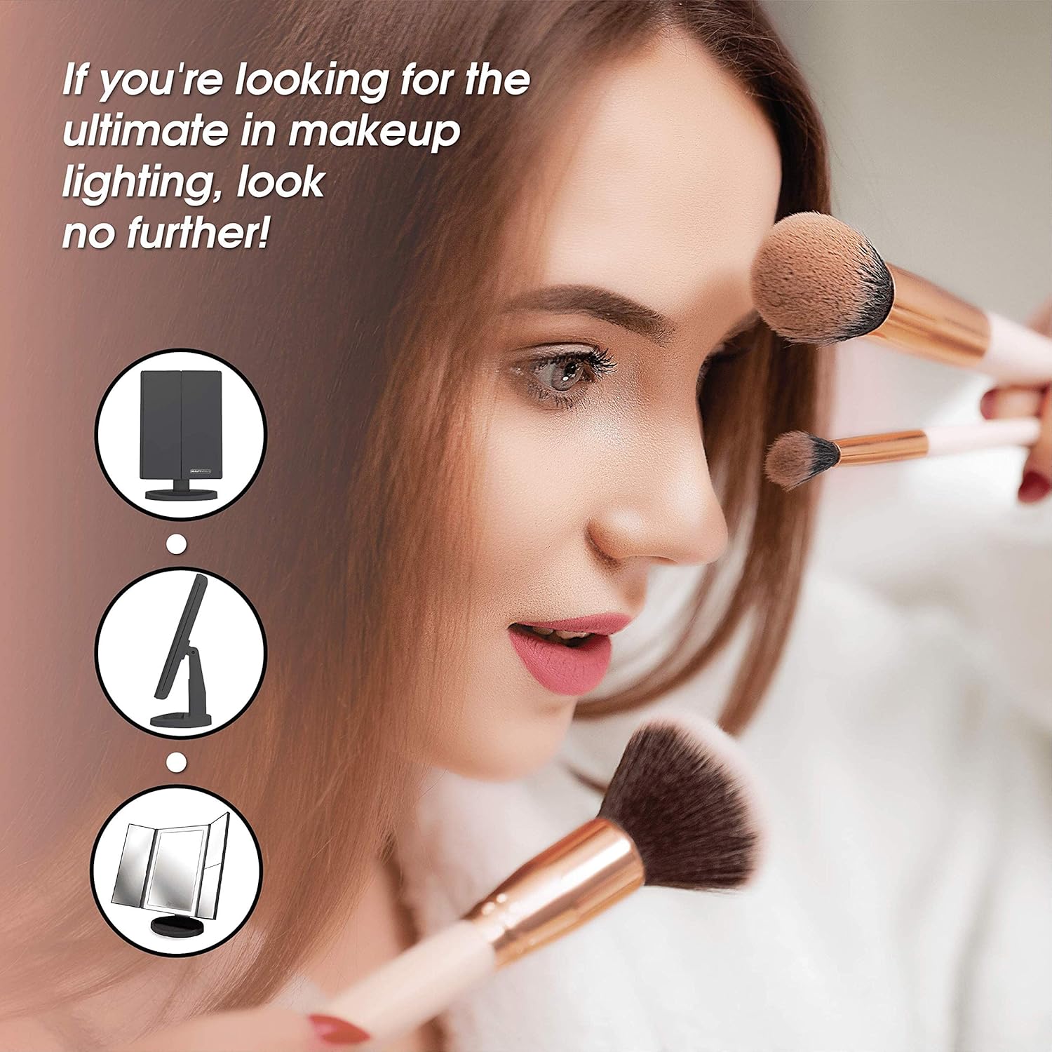36 LED Touch-Screen Makeup Mirror with 123X Magnification