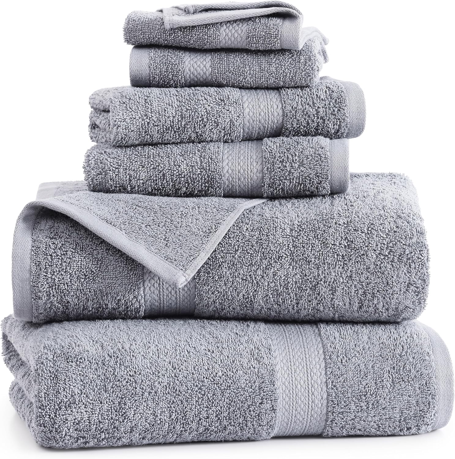 Premium 6-Piece Grey Bath Towels Set for Luxury Bathroom Experience