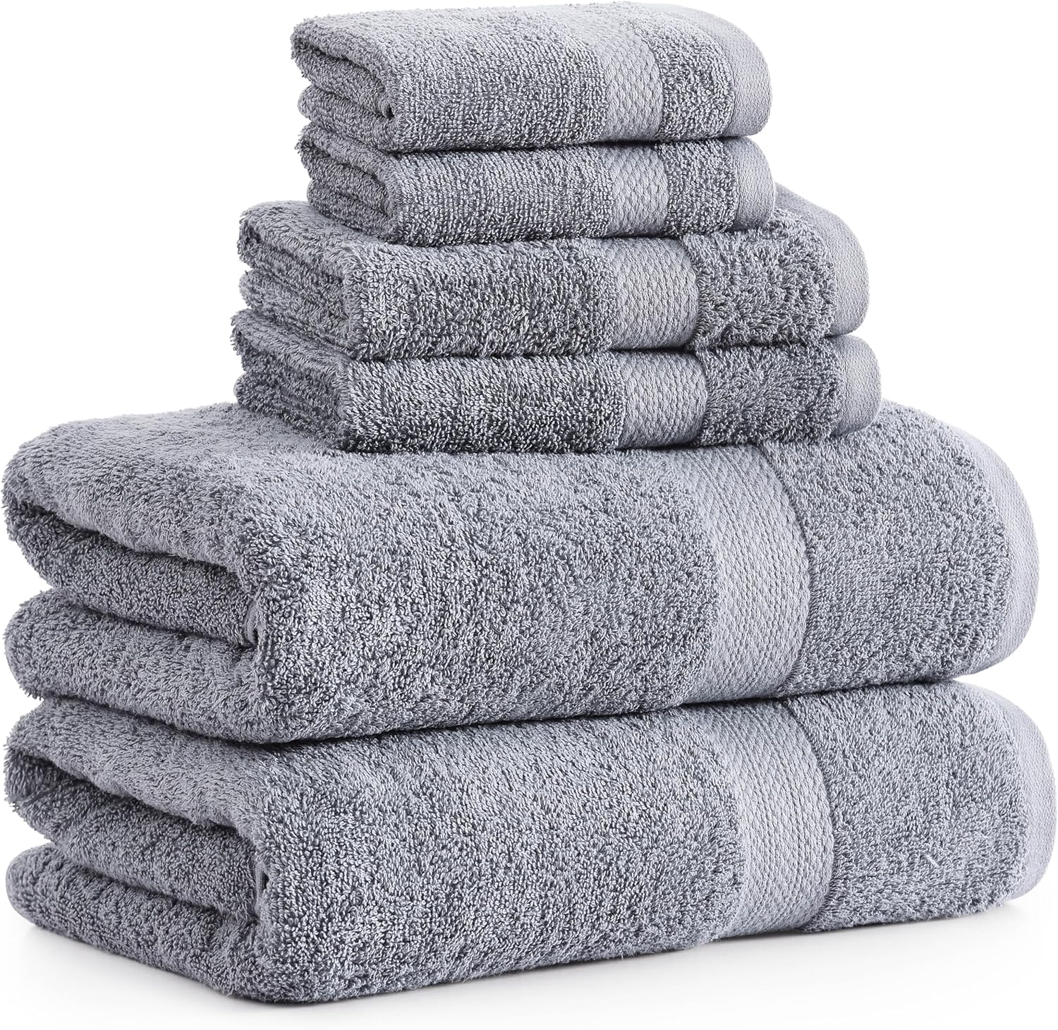Premium 6-Piece Grey Bath Towels Set for Luxury Bathroom Experience