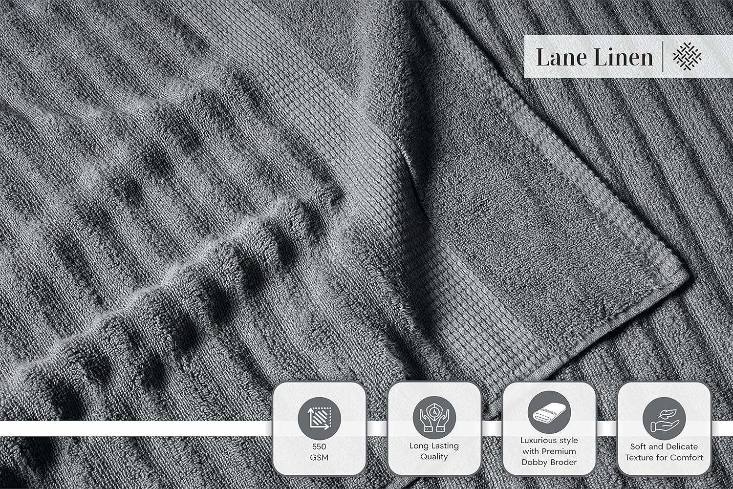 Luxury 6-Piece Bath Towel Set - Soft Absorbent Durable Space grey